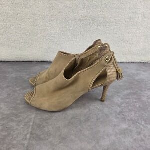 Michael Kors Tan Suede Snakeskin Peep Toe Tassel Booties GP16G Mens 9M 40M